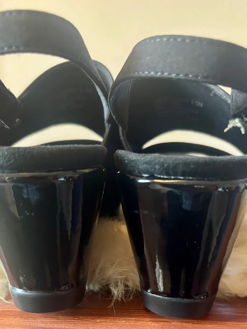 Anne Klein Razzy Black Wedge Slingback Sandals-9.5 new